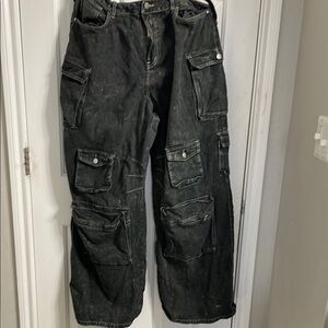 Fashion Nova Black Cargo Jeans Relaxed Fit
